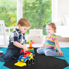 10 Feet x 4 Feet x 2 Inch Folding Exercise Mat with Hook and Loop Fasteners-Navy