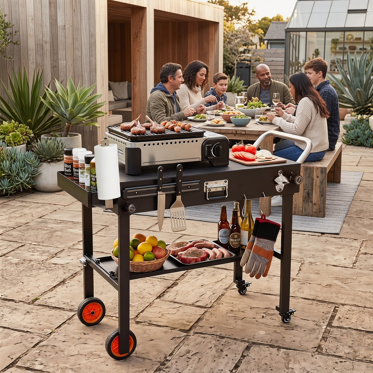 Folding Grill Cart for 17" and 22" Griddles with Heat Mat