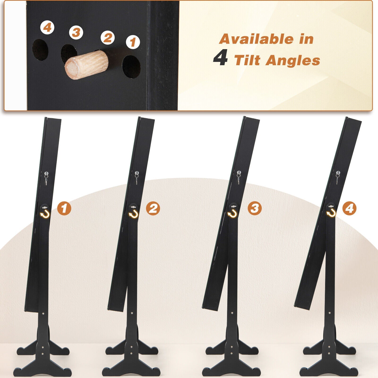 Free Standing Full Length Jewelry Armoire with Lights-Black
