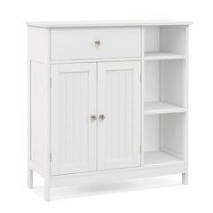 Bathroom Cabinet Floor Cabinet with Drawer and Open Compartments-White