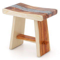 Fully Assembled Shower Stool with Epoxy Finish and Curved Seat