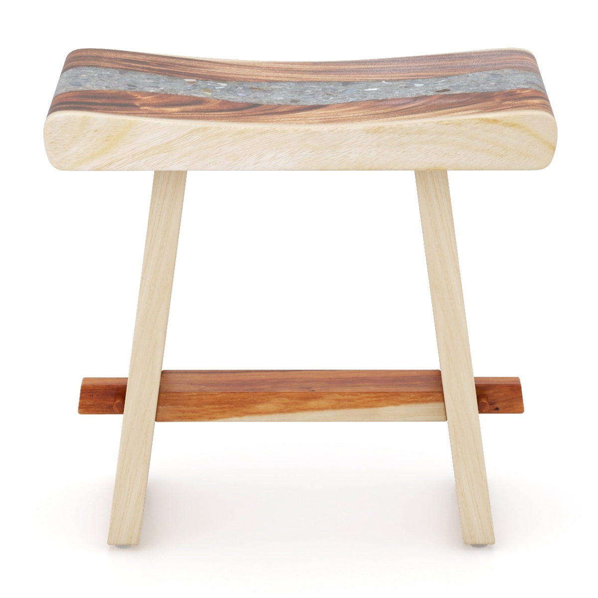 Fully Assembled Shower Stool with Epoxy Finish and Curved Seat