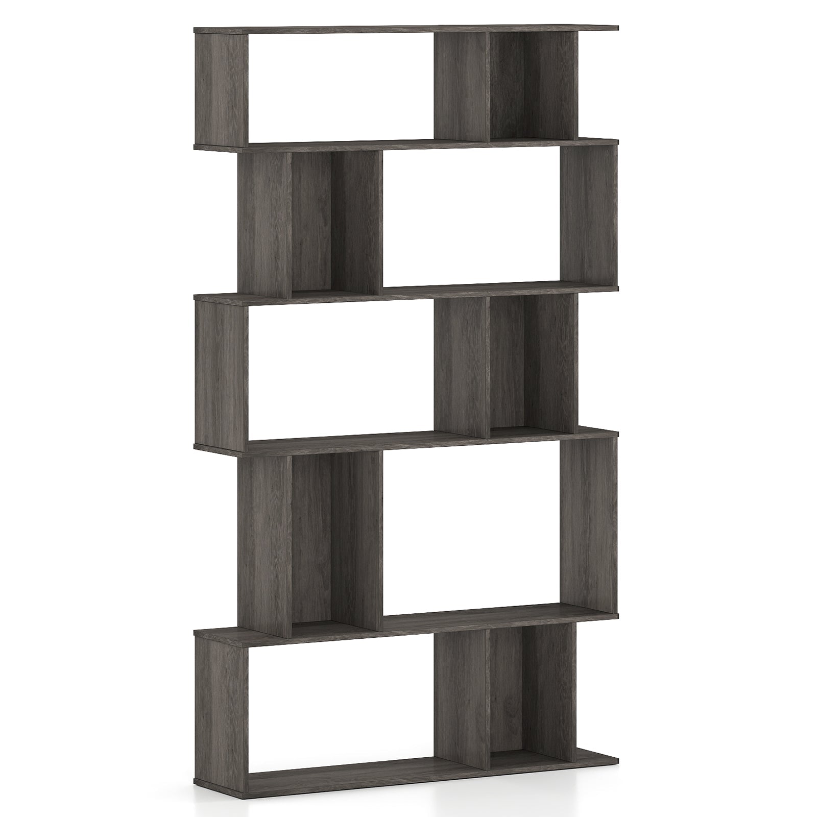 Geometric Bookshelf 5-Tier Bookcase with Open Shelves and Closed-back Cubes