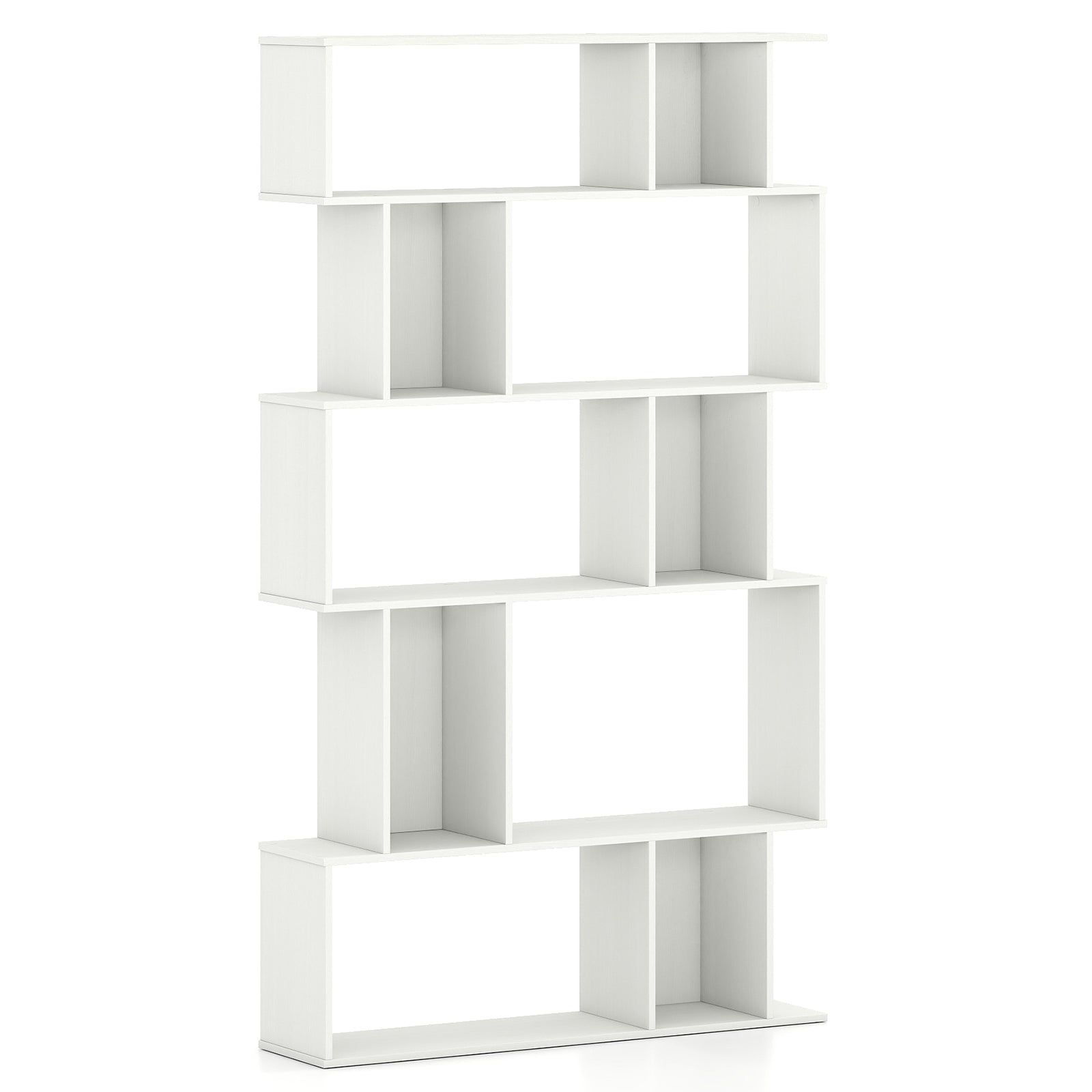 Geometric Bookshelf 5-Tier Bookcase with Open Shelves and Closed-back Cubes