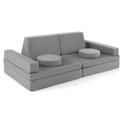 10-Piece Kids Play Couch Sofa with Portable Handle-Gray