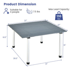 Folding Outdoor Camping Table with Carrying Bag for Picnics and Party-Gray