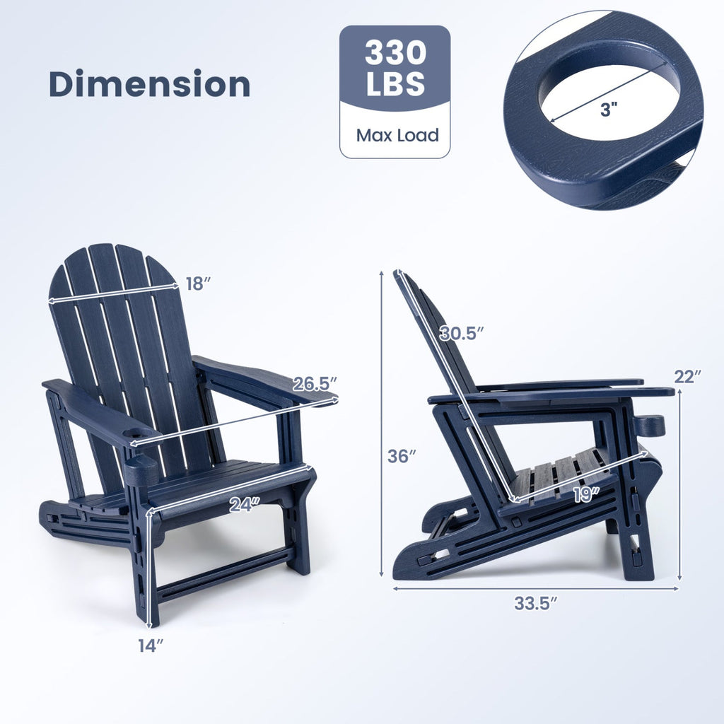 HDPE Adirondack Chair with Cup Holder - Weather Resistant