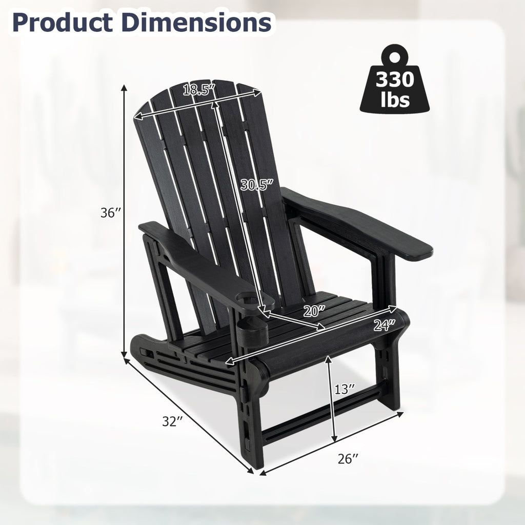 HDPE Adirondack Chair with Cup Holder - Weather Resistant