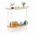 Half Moon Console Table 40 inch 2-Tier Entryway Table with Storage Shelf