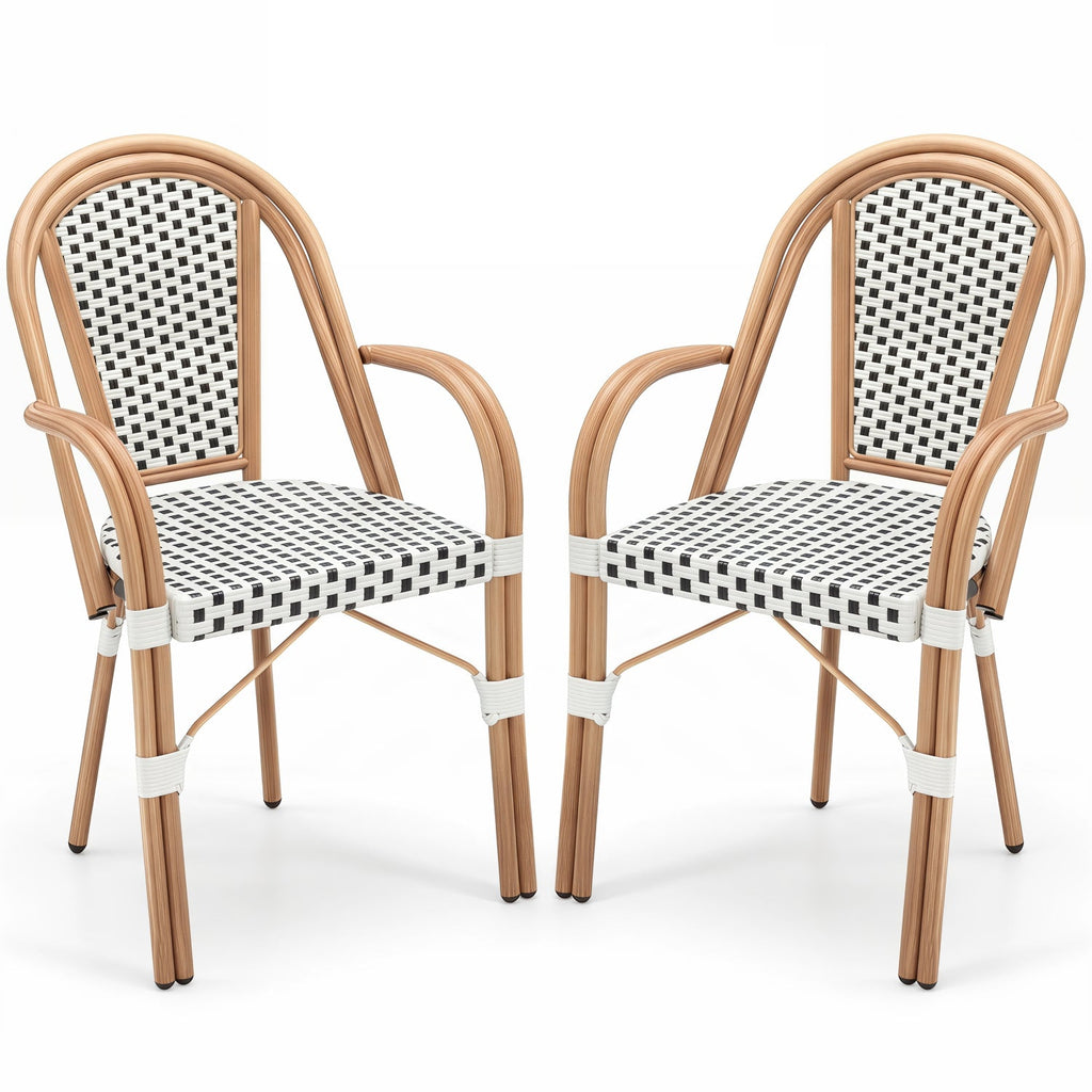 PE Wicker Bistro Dining Chairs Set of 2 - 400 lbs Capacity