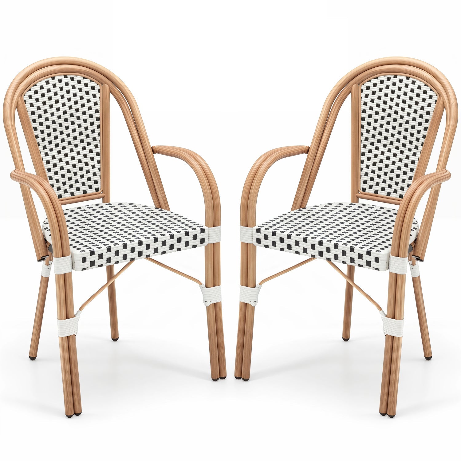 PE Wicker Bistro Dining Chairs Set of 2 - 400 lbs Capacity