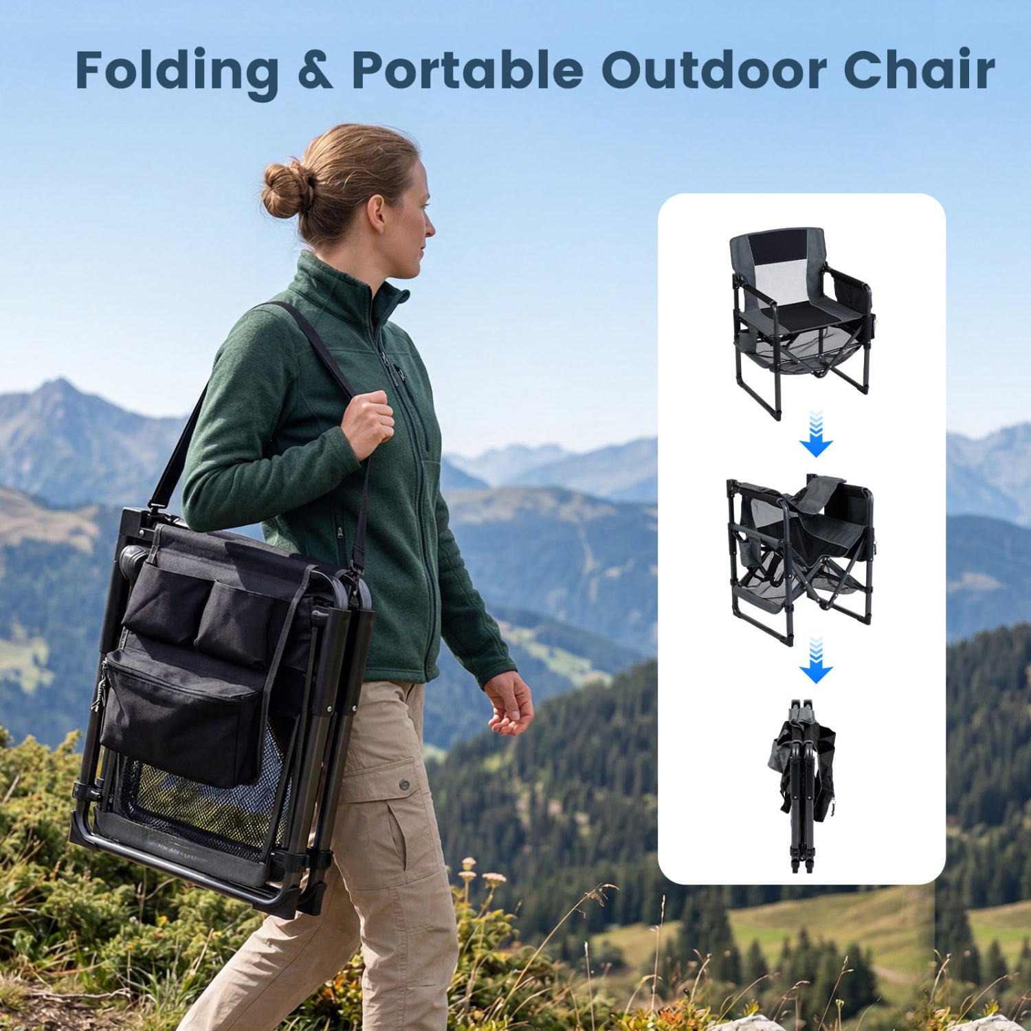Camping Chair Heavy Duty with Cup Holder and Bottle Opener