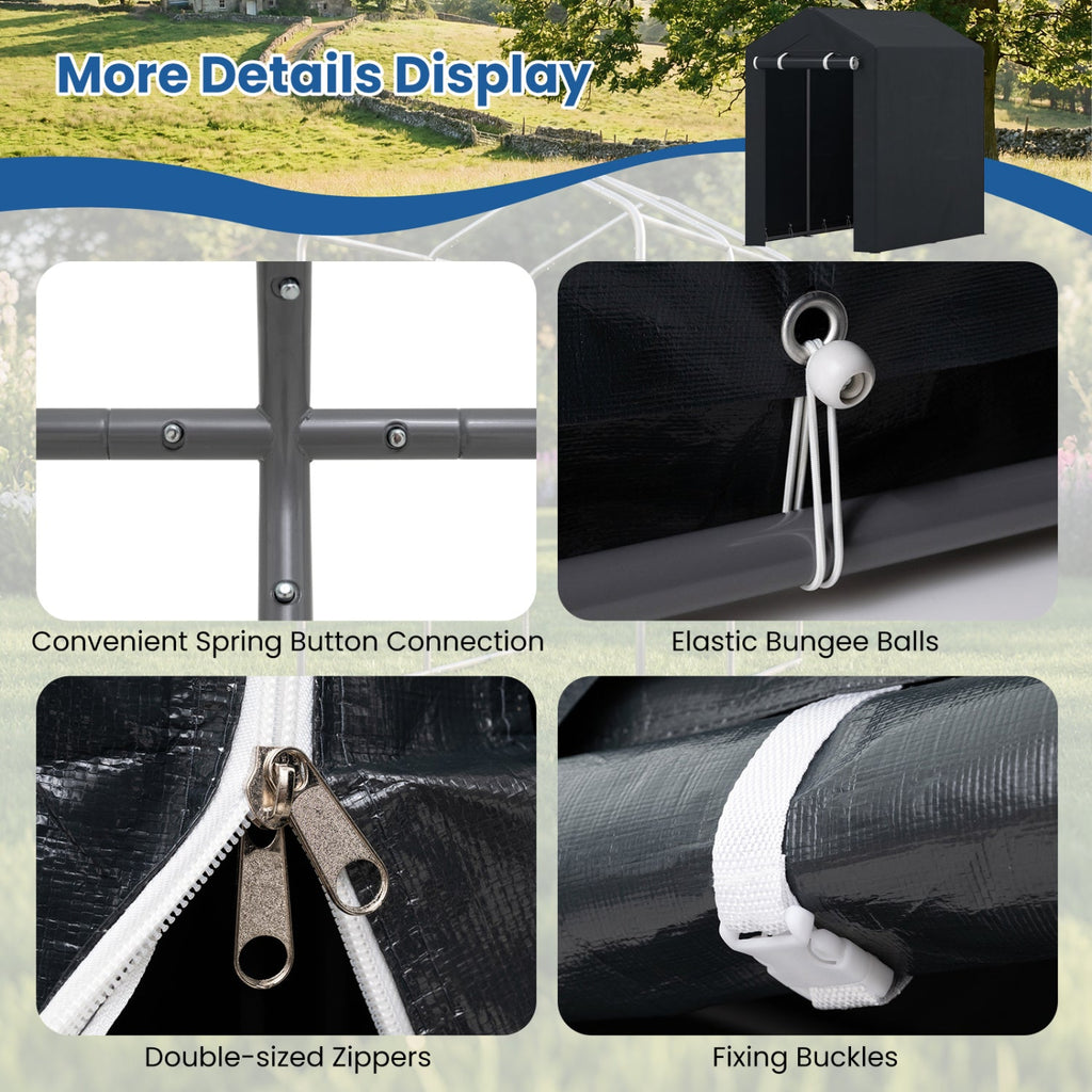 Portable Storage Shed with Roll-Up Zipper Door