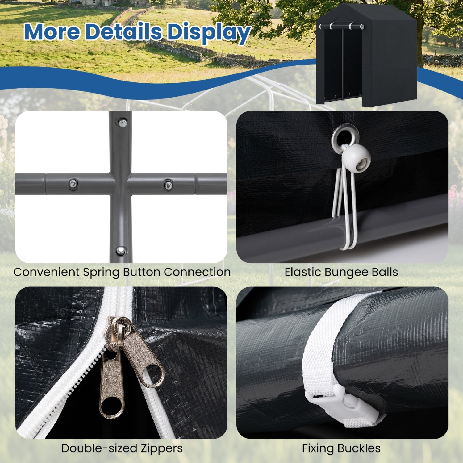 Portable Storage Shed with Roll-Up Zipper Door