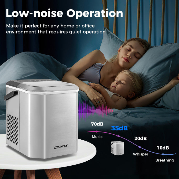 Countertop Ice Maker with Self-Cleaning for Home & Office
