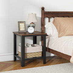 Industrial End Table 2-Tier Side Table-Black