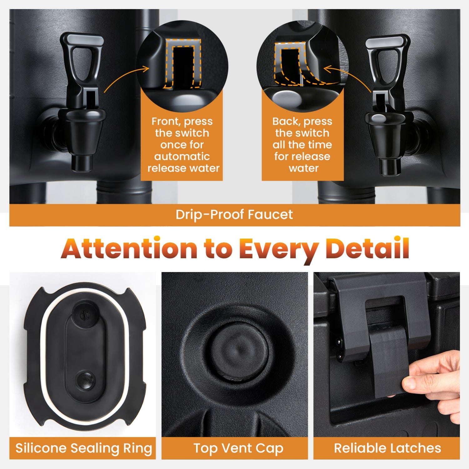 Insulated Beverage Dispensers Set of 2 Hot and Cold Drink Server Carriers with Ergonomic Handles