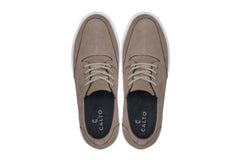 CALTO - J1770  - 3.2 Inches Taller (Khaki) - Casual Chunky Sole Boots – Soft Pebble Grain Nubuck Leather