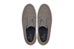 CALTO - J1771  - 3.2 Inches Taller (Grey) - Casual Chunky Sole Boots – Soft Pebble Grain Nubuck Leather