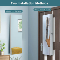 Wall Door Mounted Jewelry Armoire with Frameless LED Mirror