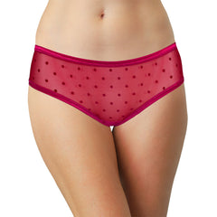 Polka Dot Mesh Bikini with Satin Trim