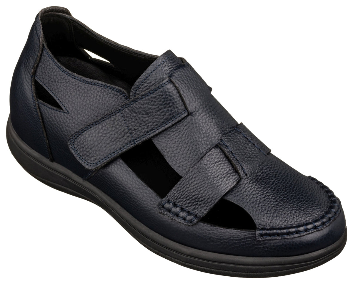 CALTO - K2663 - 3.2 Inches Taller (Navy Blue) - Casual Fisherman Sandal