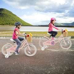 18-Inch Kids Bike with Training Wheels and Adjustable Handlebar Seat-Pink