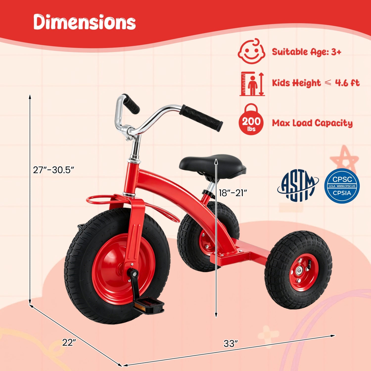 Kids Carbon Steel Bike with 15-Inch Inflatable Tires