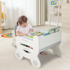 Kids Drawing Table and Chair Set with Watercolor Pens and Blackboard Eraser