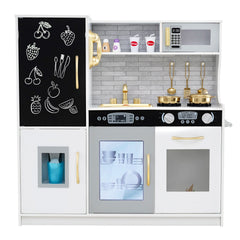 Toddler Pretend Play Kitchen for Boys and Girls 3-6 Years Old-White & Golden
