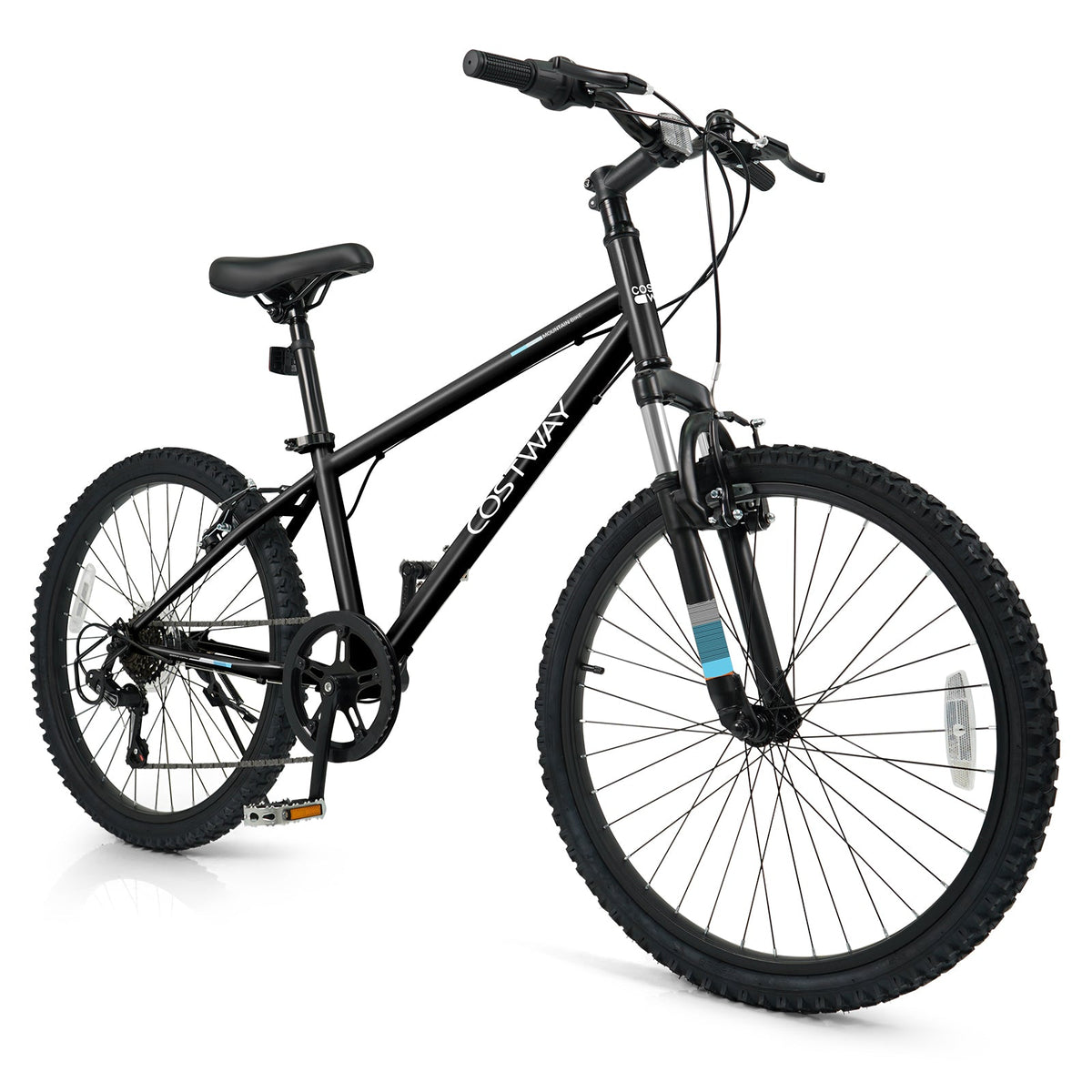 Kids Mountain Bike 20 24 Inch Child Bicycle for Boys Girls Aged 8+ Years Old Black