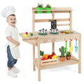 Kids Play Kitchen Set Wooden Kitchen Playset with Stoves for Boys Girls 3+