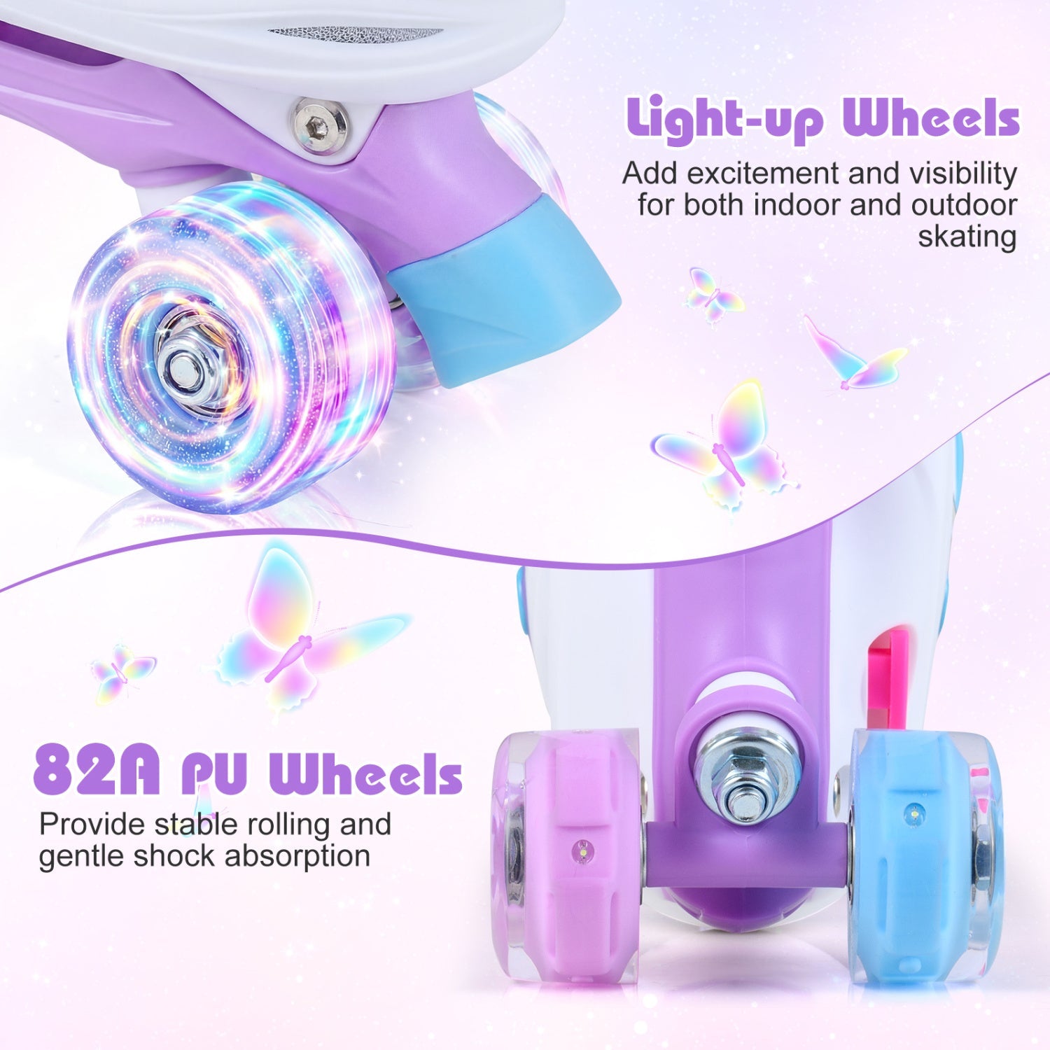 Kids Roller Skates for Toddlers Ages 7-9 with 4 Light up Wheels