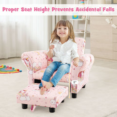 Kids Single Sofa with Cute Patterns Ergonomic Backrest and Armrests