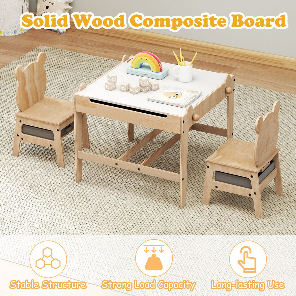 Kids Table and Chair Set with Reversible Whiteboard