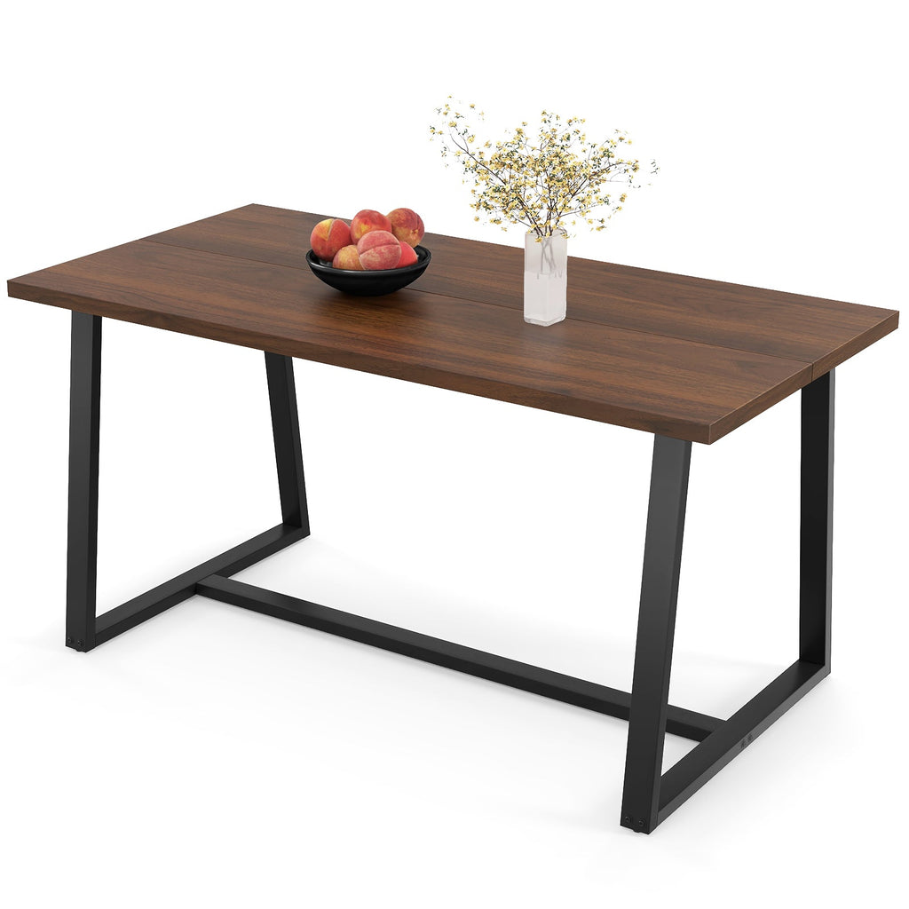 Large Dining Table with Heavy-duty Metal Frame and Anti-slip Foot Pads-Coffee