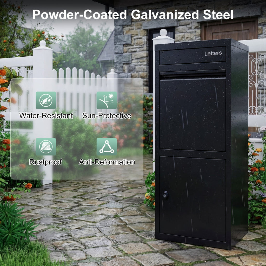 Large Galvanized Package Delivery Box for Outside with Anti-Theft Design
