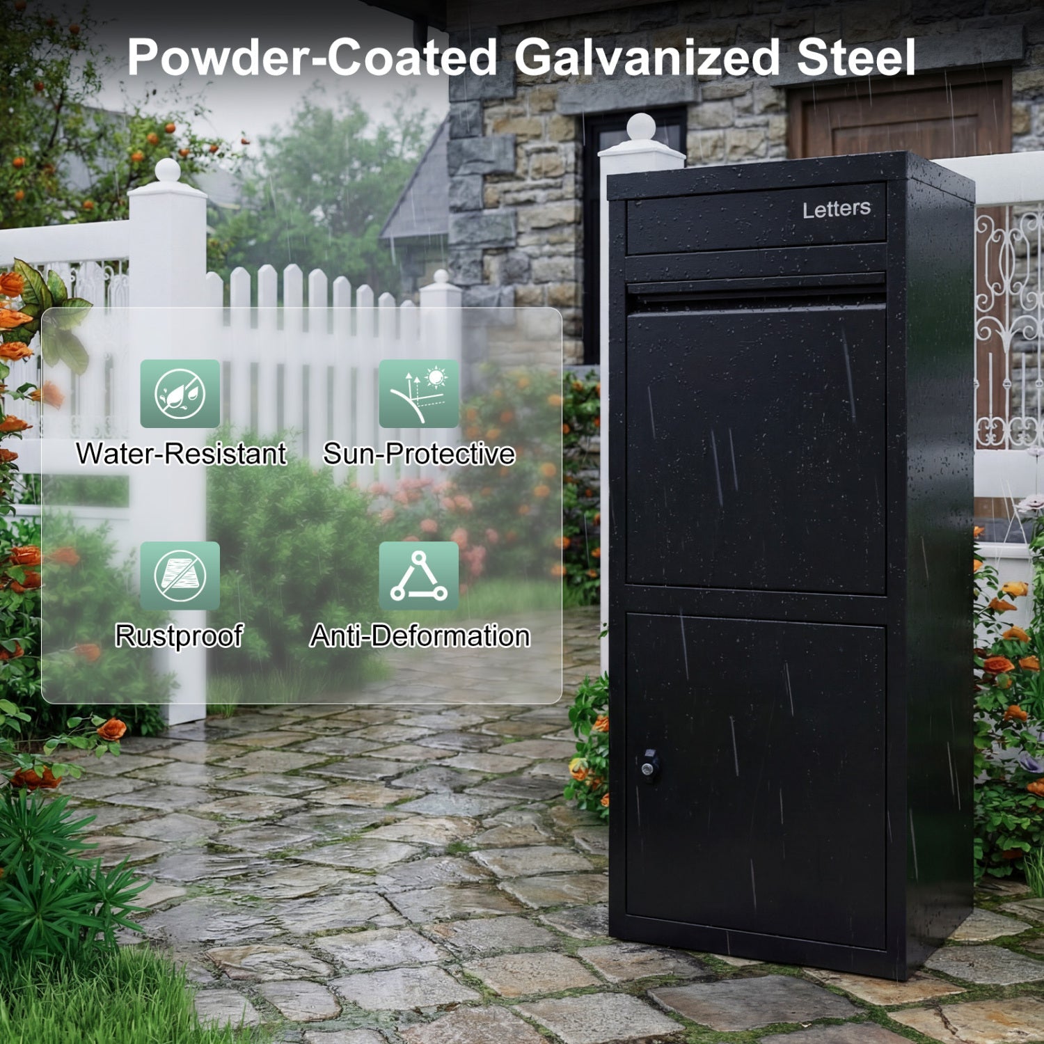 Large Galvanized Package Delivery Box for Outside with Anti-Theft Design