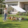 Large Metal Chicken Coop 9.8 x 6.7 Ft with Waterproof Cover