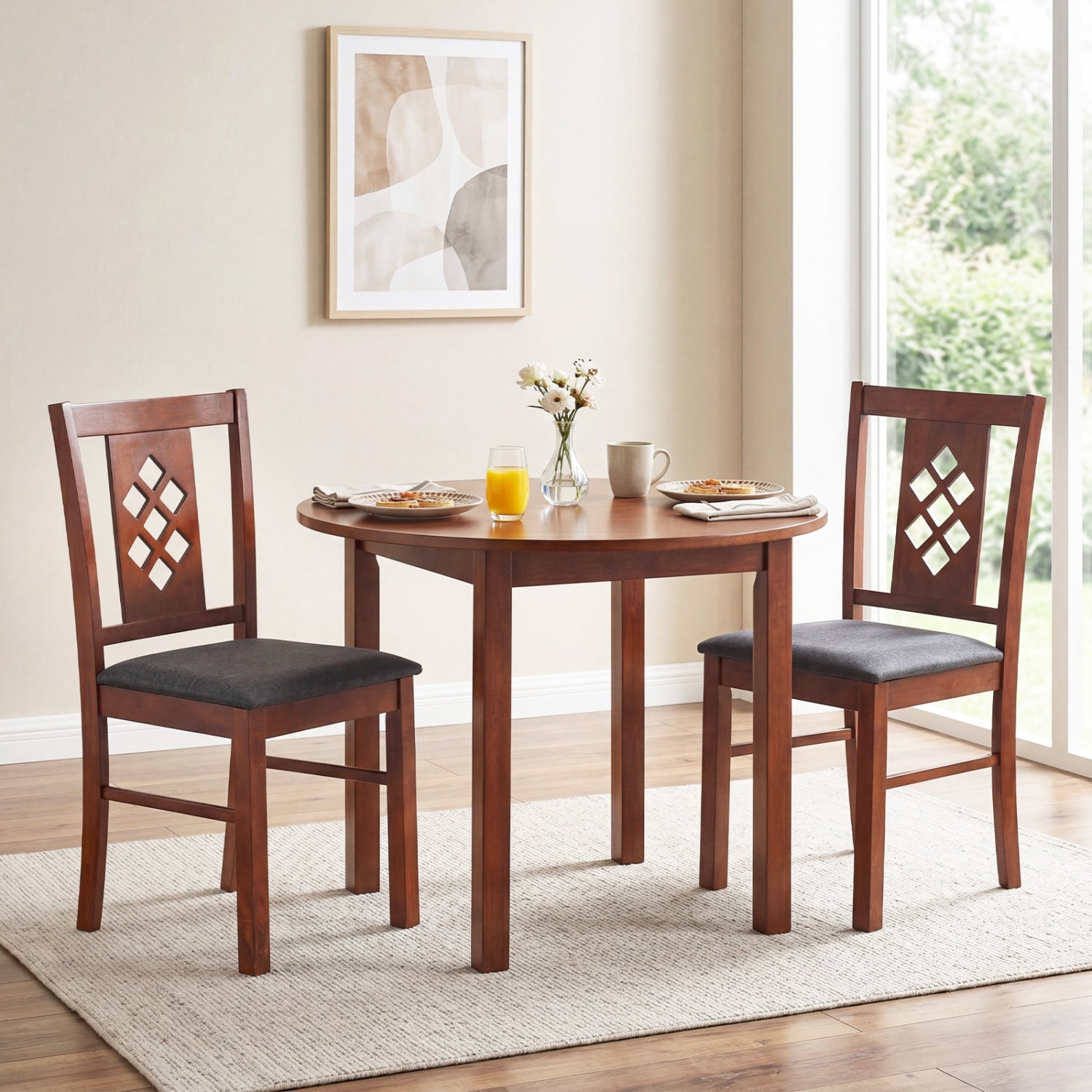 Upholstered Dining Chairs Set of 2 with Wood Frame