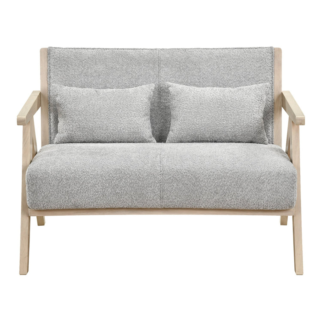Loveseat Sofa for Small Spaces with Throw Pillows Rubber Wood Frame Padded Seat