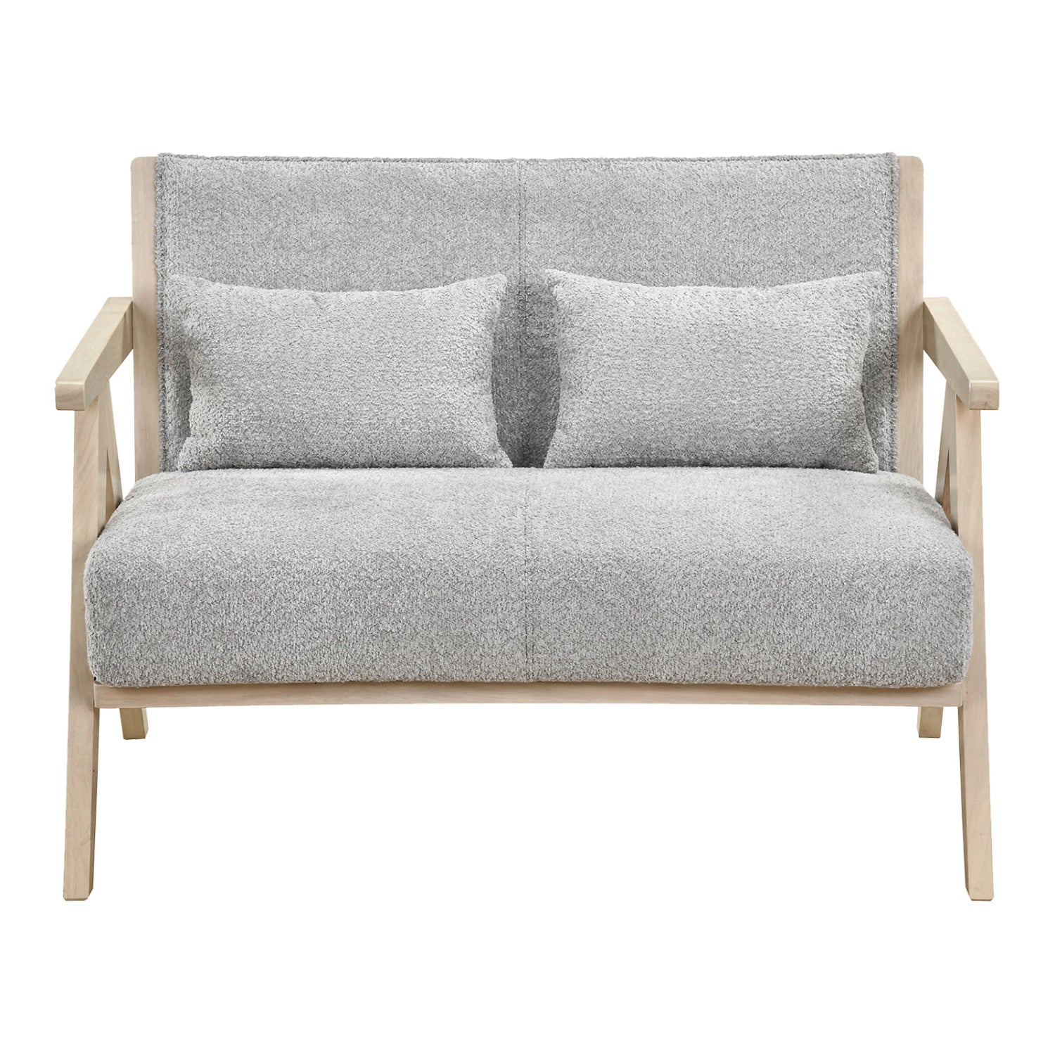 Loveseat Sofa for Small Spaces with Throw Pillows Rubber Wood Frame Padded Seat