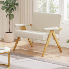 Loveseat Sofa with Armrests and Wooden Legs