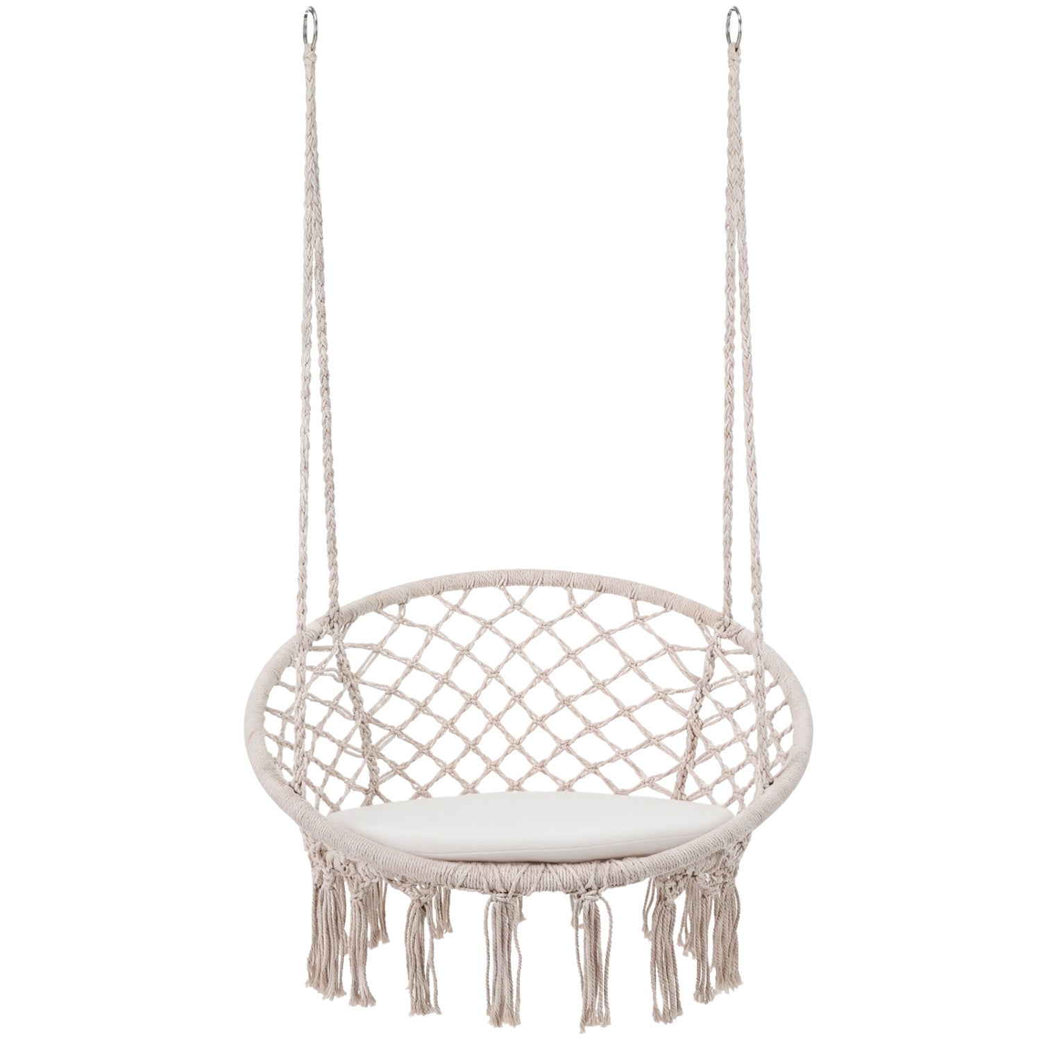 Macrame Swing Chair Hammock Chair with Round Seat Cushion