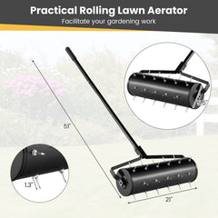 18/21 Inch Manual Lawn Aerator with Detachable Handle-21 inches