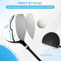 Men's Complete Golf Clubs and Bag Set-White