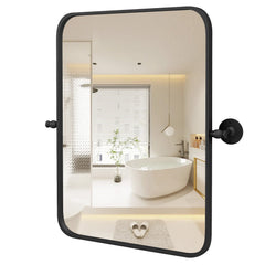 30 x 22 Inch Black Metal Framed Pivot Rectangle Wall-Mounted Mirror