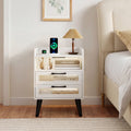 Nightstand with Charging Station and LED Lights