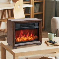 Mini Wooden Space Tabletop Fireplace with Realistic Flame Effect