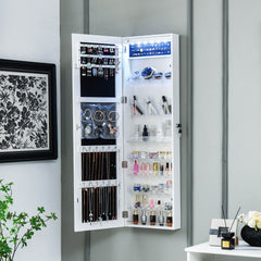 Wall Door Mounted Jewelry Armoire with Frameless LED Mirror